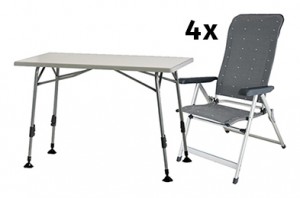 Set pevný kempingový stůl + 4 židle